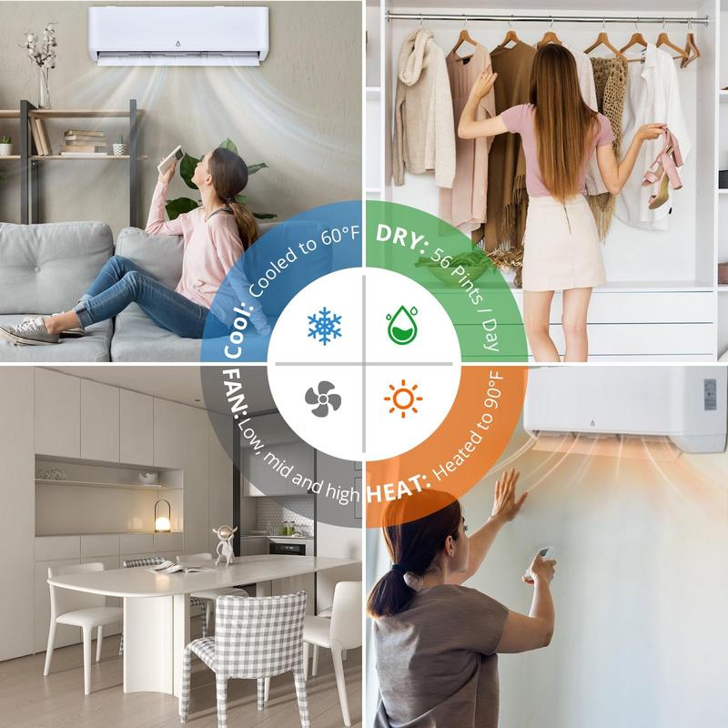 Aire acondicionado mini split Garvee de 24K/23K/18K/17K/12K/11.5K/9K BTU con bomba de calor, 22 SEER2, ultra silencioso, 110/115V/208-230V sin ductos, con WiFi y control por app, enfría y calienta hasta 1500 pies², incluye kit de instalación.