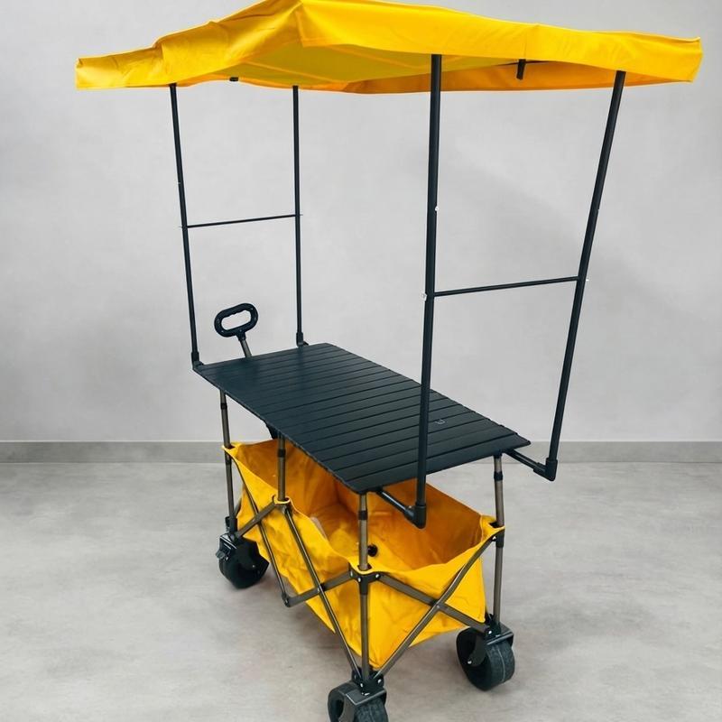 Carrito Multiusos Plegable con Toldo y Ruedas – Estación Móvil para Eventos, Negocios y Picnic