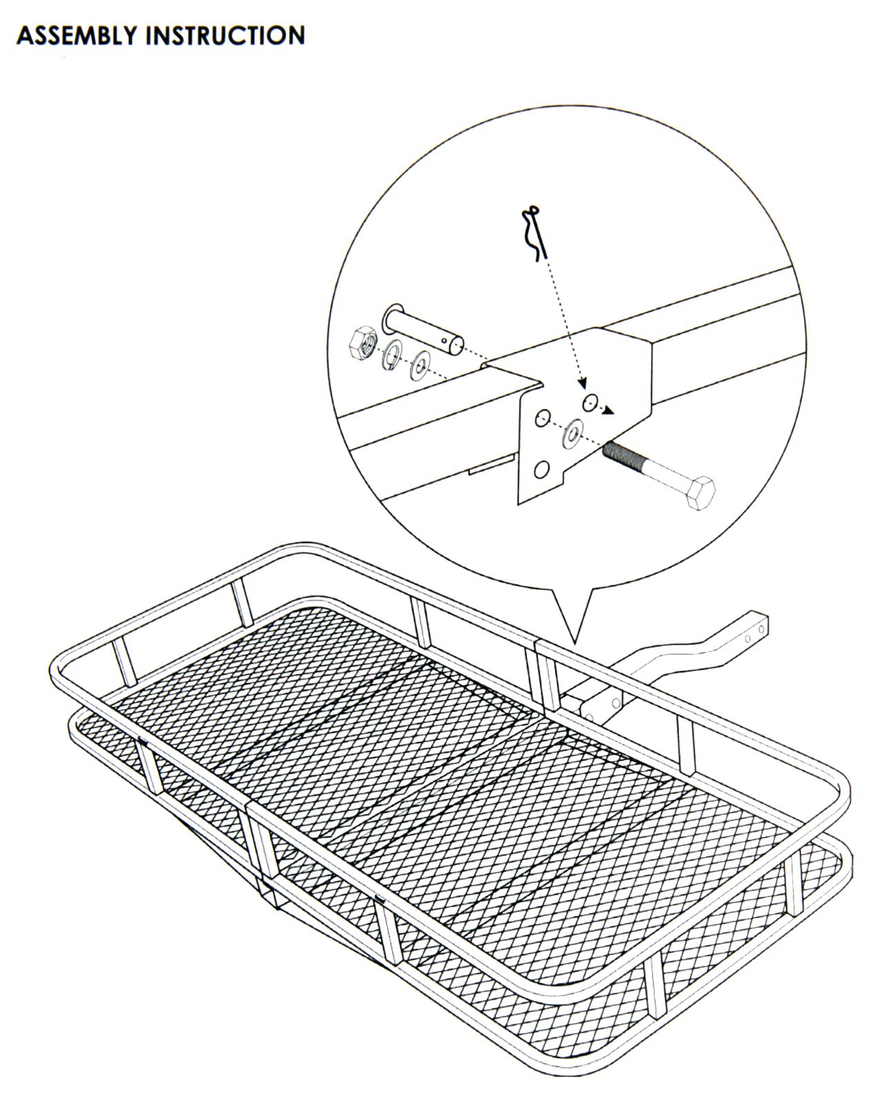 Hitch Mount Cargo Carrier for 2" Receiver, Folding Steel Cargo Basket, 500 lb Capacity, Heavy-Duty Powder-Coated Finish, Mesh Base for SUV, Truck, RV & Trailer