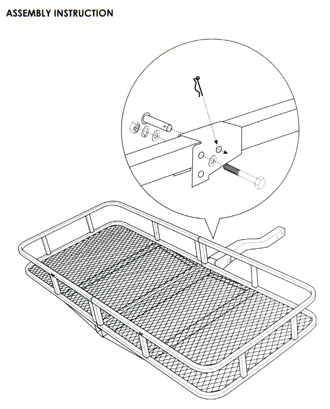 Hitch Mount Cargo Carrier for 2" Receiver, Folding Steel Cargo Basket, 500 lb Capacity, Heavy-Duty Powder-Coated Finish, Mesh Base for SUV, Truck, RV & Trailer