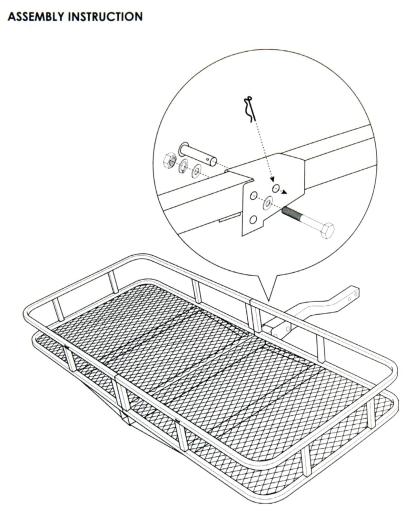 Hitch Mount Cargo Carrier for 2" Receiver, Folding Steel Cargo Basket, 500 lb Capacity, Heavy-Duty Powder-Coated Finish, Mesh Base for SUV, Truck, RV & Trailer