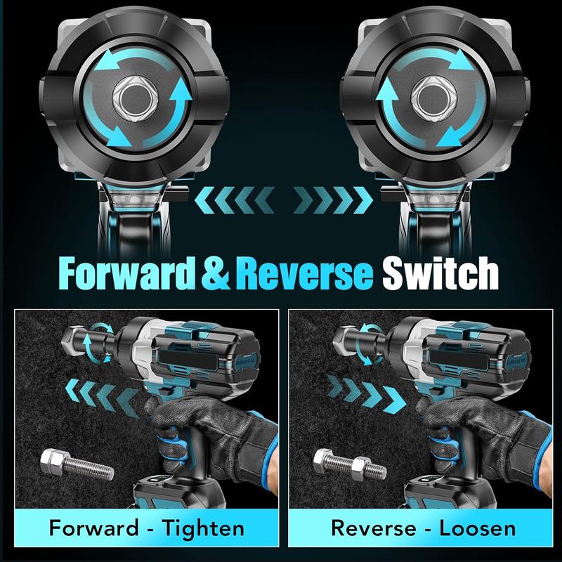 Kit de llave de impacto inalámbrica 3 en 1, 800N.m, batería 21V, con accesorios, ideal para reparación de autos y hogar.
