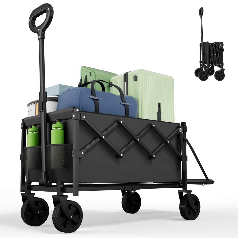 Carrito Plegable con Ruedas Giratorias y Compuerta, Soporta 160 kg, Ideal para Compras y Camping