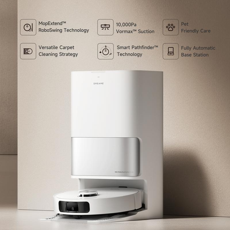 【Oferta Limitada】Robot Aspiradora y Trapeador, Succión de 10,000 Pa, Tecnología MopExtend, Base Todo en Uno, Vaciado Automático hasta 75 Días, Autolavado y Secado de Mopas, Evasión Inteligente de Obstáculos y Limpieza de Alfombras