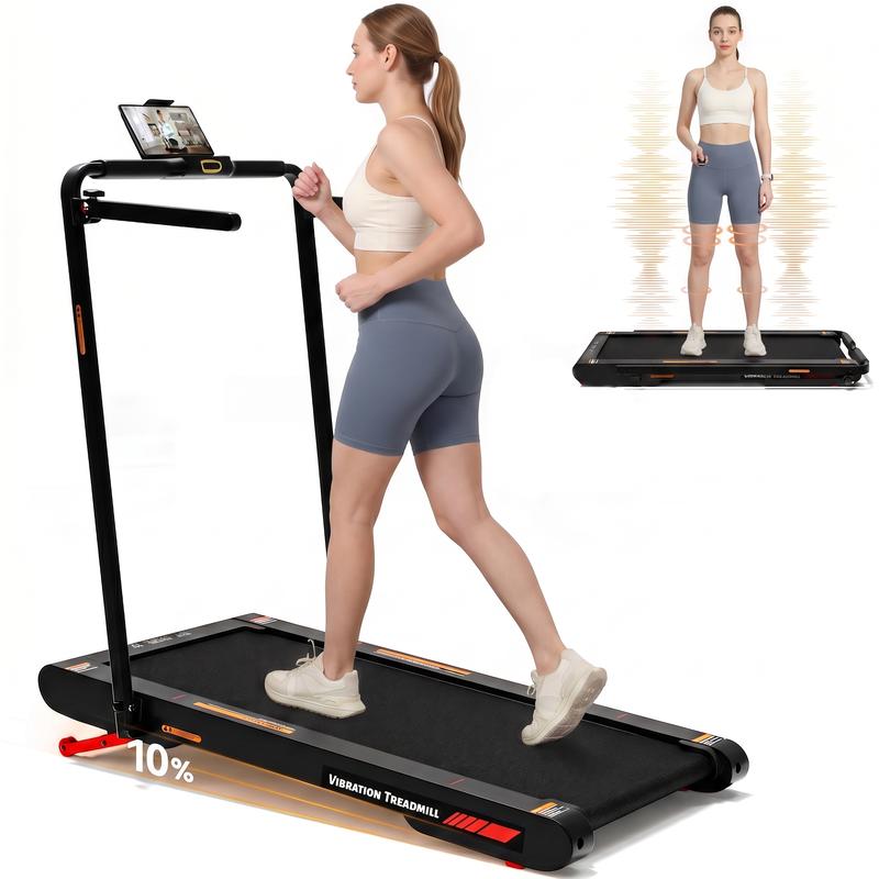 Caminadora Plegable con Pasamanos, Máquina de Ejercicio 5 en 1, Inclinación Manual y Automática, Portátil