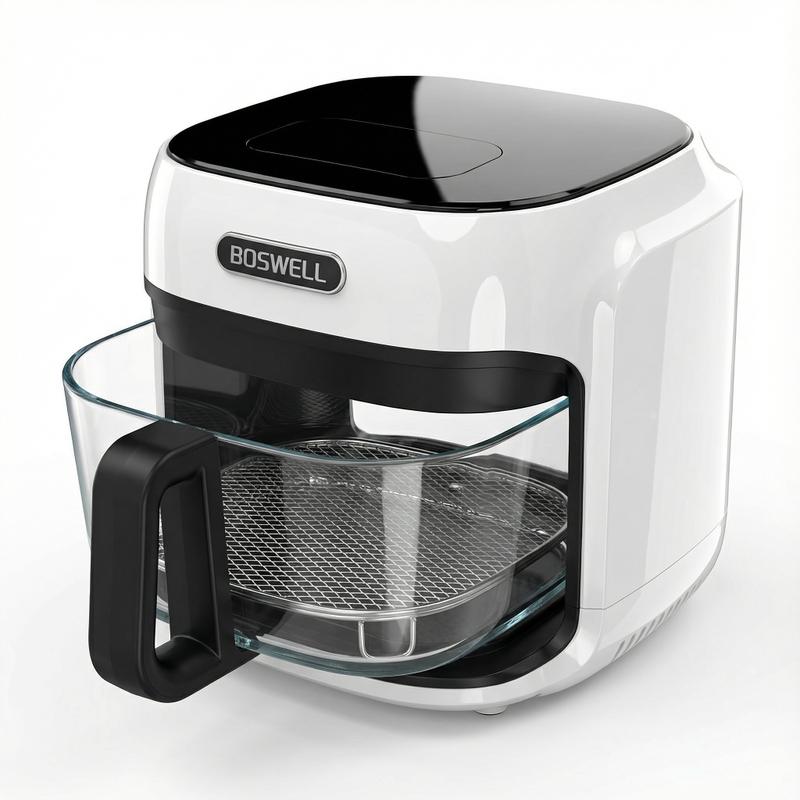 Freidora de Aire de Vidrio de 7.5 QT, Tazón Transparente Resistente al Calor, 1200W, 5 en 1, Cocina un Pollo Entero, Cocción Sin Aceite, Recipiente Apto para Lavavajillas, Ideal para Familias y Preparación de Comidas