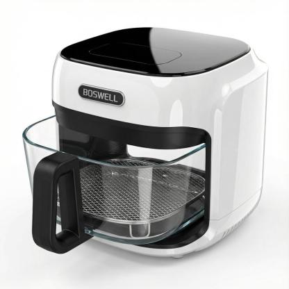 Freidora de Aire de Vidrio de 7.5 QT, Tazón Transparente Resistente al Calor, 1200W, 5 en 1, Cocina un Pollo Entero, Cocción Sin Aceite, Recipiente Apto para Lavavajillas, Ideal para Familias y Preparación de Comidas