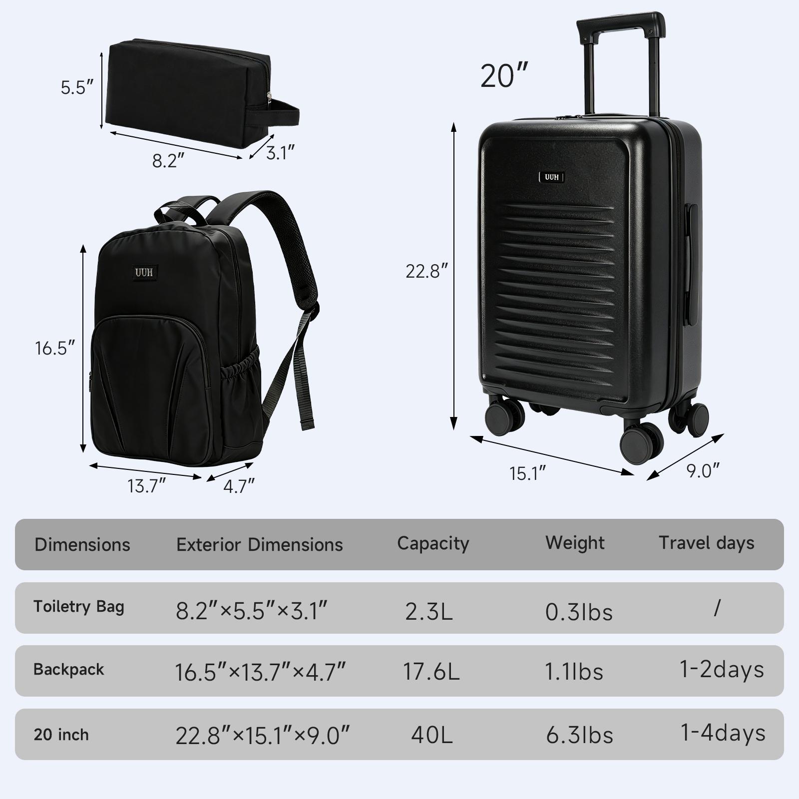 UUH Luggage Sets(3pcs/4pcs/6pcs/7pcs/8pcs) with TSA Locks - Suitcase for Travel, Hardshell Luggage Spinner Wheels Lightweight UUH Luggage Sets(3pcs/4pcs/6pcs/7pcs/8pcs) with TSA Locks - Suitcase for Travel, Hardshell Luggage Spinner Wheels Lightweight