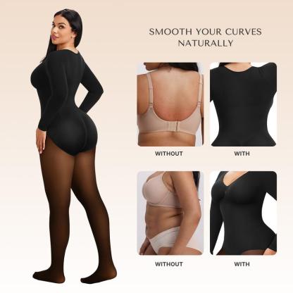 Body moldeador con forro polar, paneles transparentes, control de abdomen y realce de glúteos en 3 tonos.