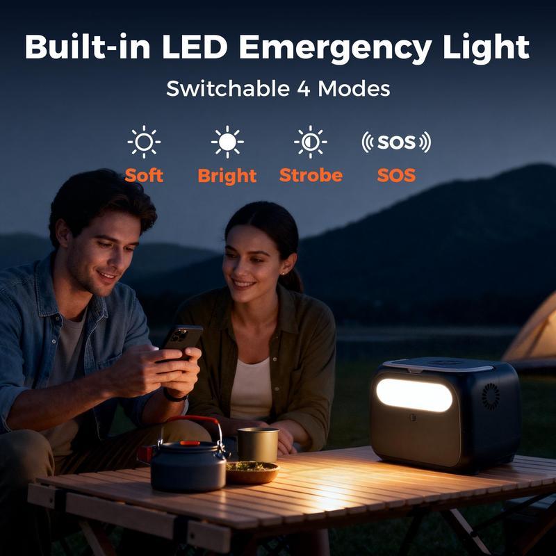 Estación de Energía Portátil de 500W y 345Wh, Batería LiFePO4, Generador Solar Recargable para Camping, Fuente de Energía de Respaldo para Emergencias, Viajes, RV y Apagones, Alternativa a Generadores de Gasolina