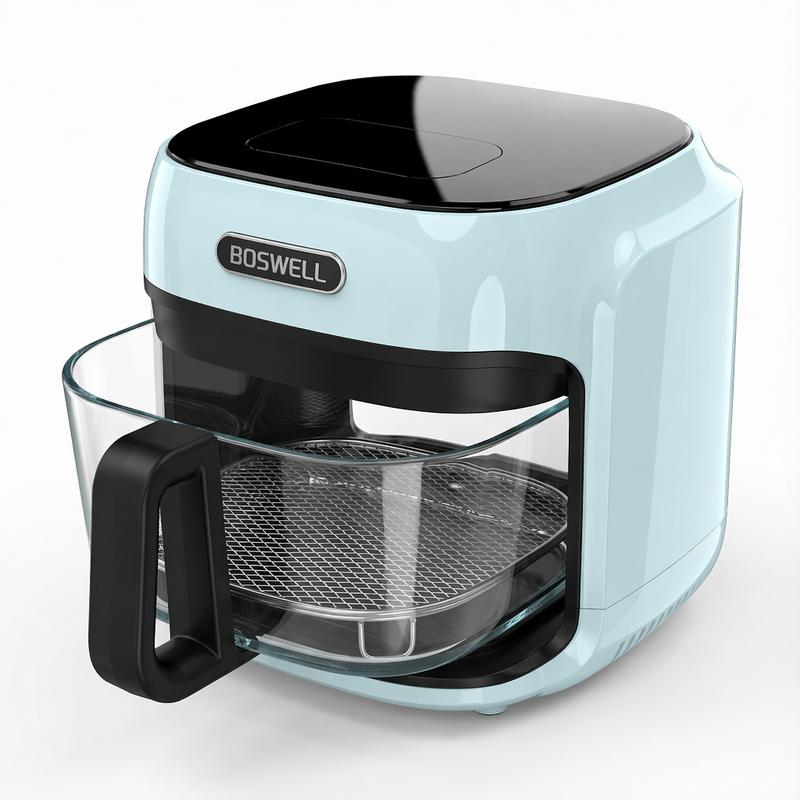 Freidora de Aire de Vidrio de 7.5 QT, Tazón Transparente Resistente al Calor, 1200W, 5 en 1, Cocina un Pollo Entero, Cocción Sin Aceite, Recipiente Apto para Lavavajillas, Ideal para Familias y Preparación de Comidas