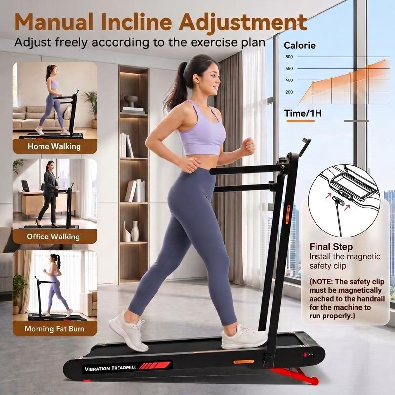 Caminadora Plegable con Pasamanos, Máquina de Ejercicio 5 en 1, Inclinación Manual y Automática, Portátil
