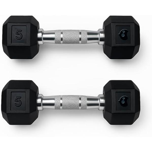 Bluelander Par De Mancuernas Hexagonales para Entrenamiento en Casa - Agarre Antideslizante y Base Protectora - Equipo De Gimnasio En Casa - Calidad Premium