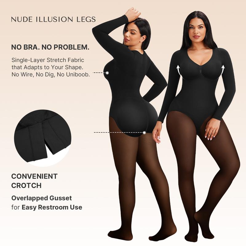 Body moldeador con forro polar, paneles transparentes, control de abdomen y realce de glúteos en 3 tonos.