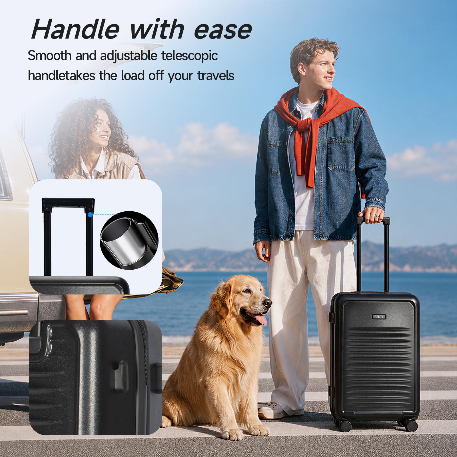 UUH Luggage Sets(3pcs/4pcs/6pcs/7pcs/8pcs) with TSA Locks - Suitcase for Travel, Hardshell Luggage Spinner Wheels Lightweight