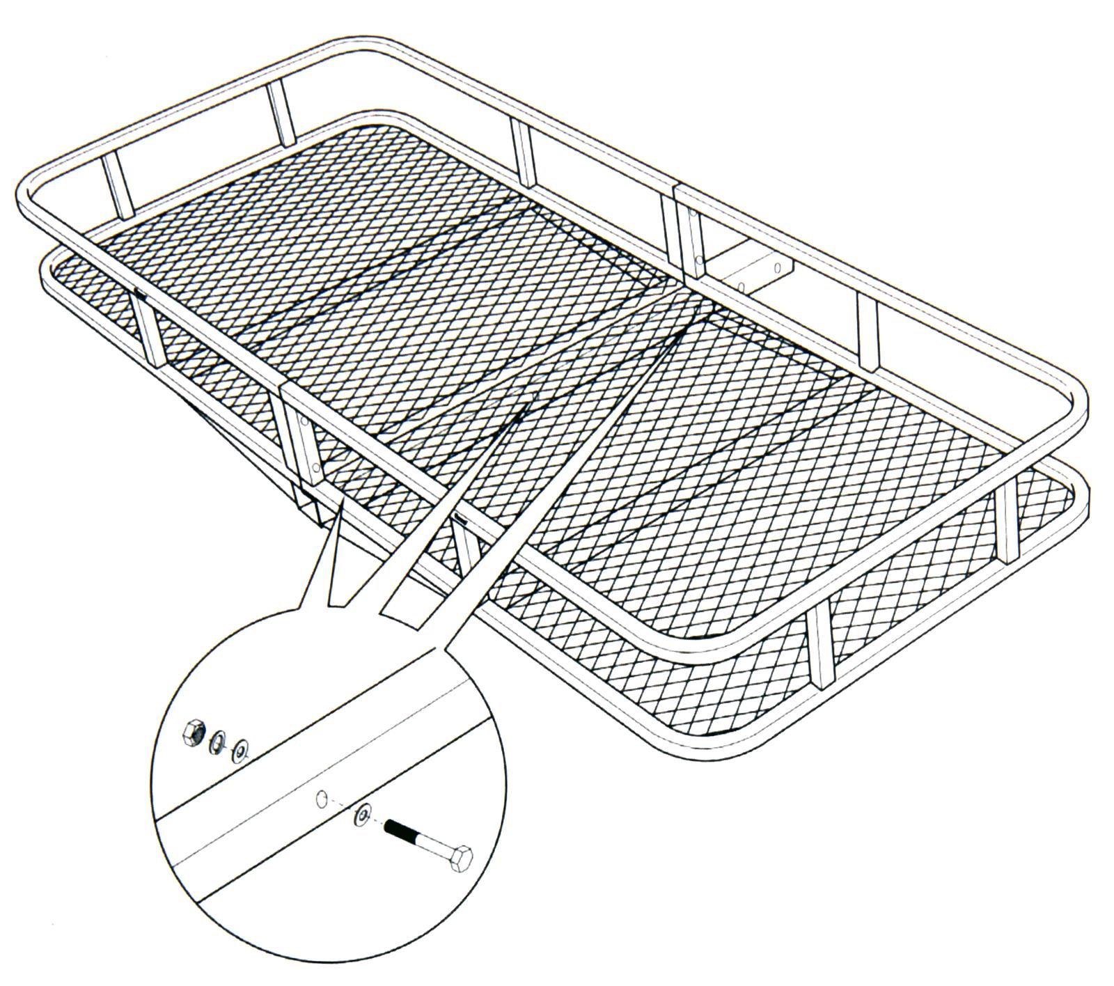 Hitch Mount Cargo Carrier for 2" Receiver, Folding Steel Cargo Basket, 500 lb Capacity, Heavy-Duty Powder-Coated Finish, Mesh Base for SUV, Truck, RV & Trailer