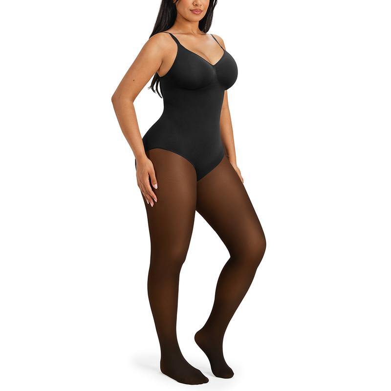 Body moldeador con forro polar, paneles transparentes, control de abdomen y realce de glúteos en 3 tonos.