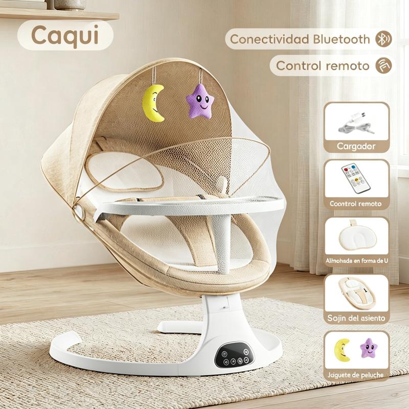 Cuna mecedora eléctrica para bebé ajustable con mosquitero, ideal de 6 meses a 3 años