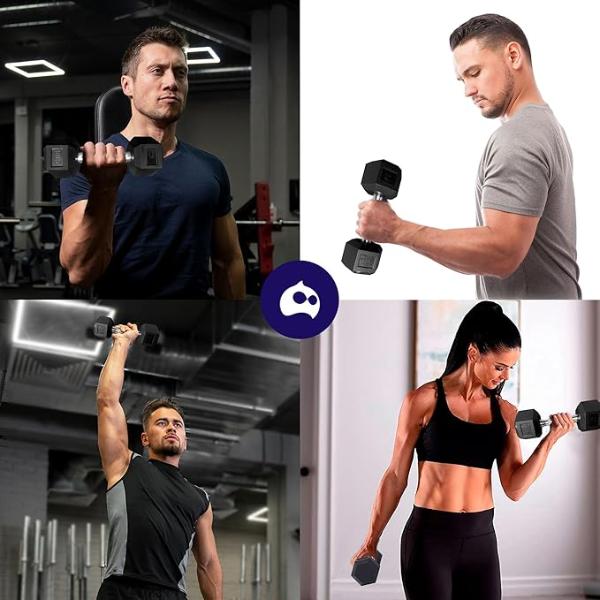 Bluelander Par De Mancuernas Hexagonales para Entrenamiento en Casa - Agarre Antideslizante y Base Protectora - Equipo De Gimnasio En Casa - Calidad Premium
