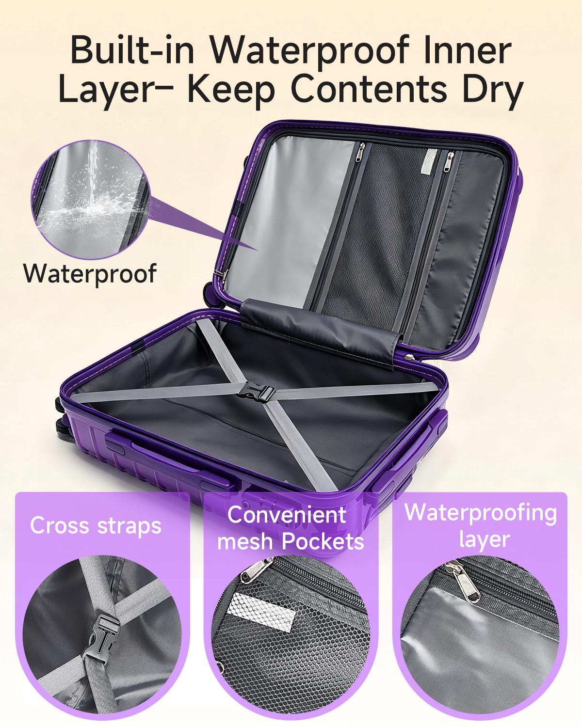 UUH Luggage Sets(3pcs/4pcs/6pcs/7pcs/8pcs) with TSA Locks - Suitcase for Travel, Hardshell Luggage Spinner Wheels Lightweight UUH Luggage Sets(3pcs/4pcs/6pcs/7pcs/8pcs) with TSA Locks - Suitcase for Travel, Hardshell Luggage Spinner Wheels Lightweight