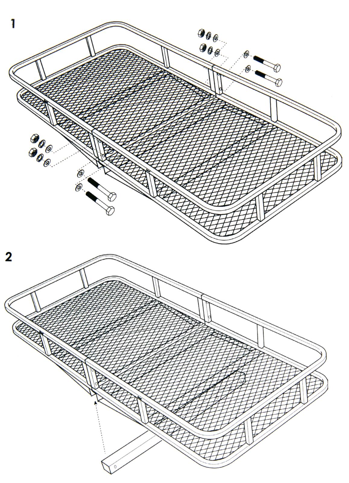 Hitch Mount Cargo Carrier for 2" Receiver, Folding Steel Cargo Basket, 500 lb Capacity, Heavy-Duty Powder-Coated Finish, Mesh Base for SUV, Truck, RV & Trailer