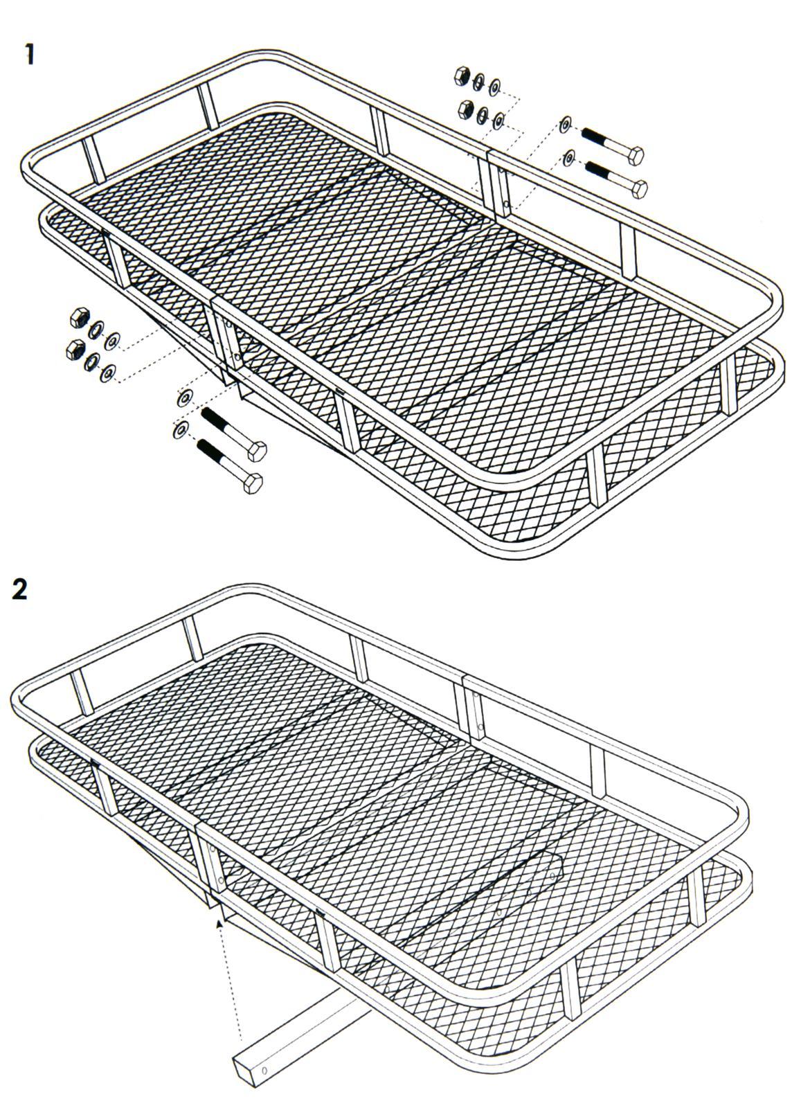 Hitch Mount Cargo Carrier for 2" Receiver, Folding Steel Cargo Basket, 500 lb Capacity, Heavy-Duty Powder-Coated Finish, Mesh Base for SUV, Truck, RV & Trailer