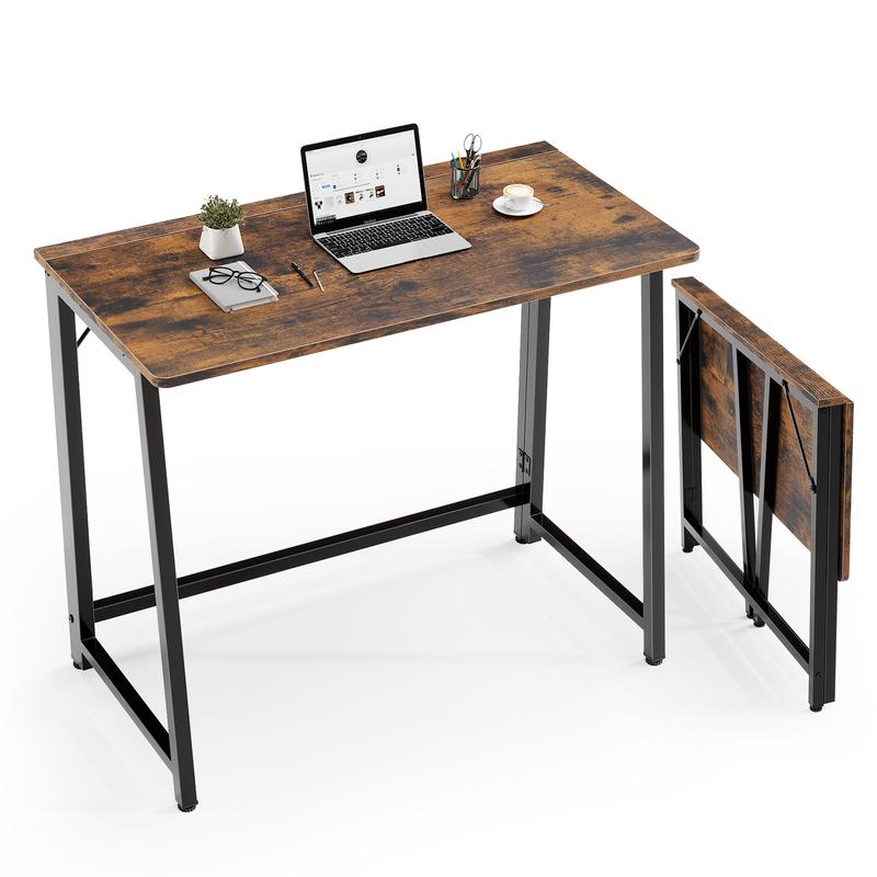 Escritorio de Acero y Madera de 31.5x15.75", Plegable y Ajustable, Sin Herramientas, Soporta 198.4 lb, Portátil
