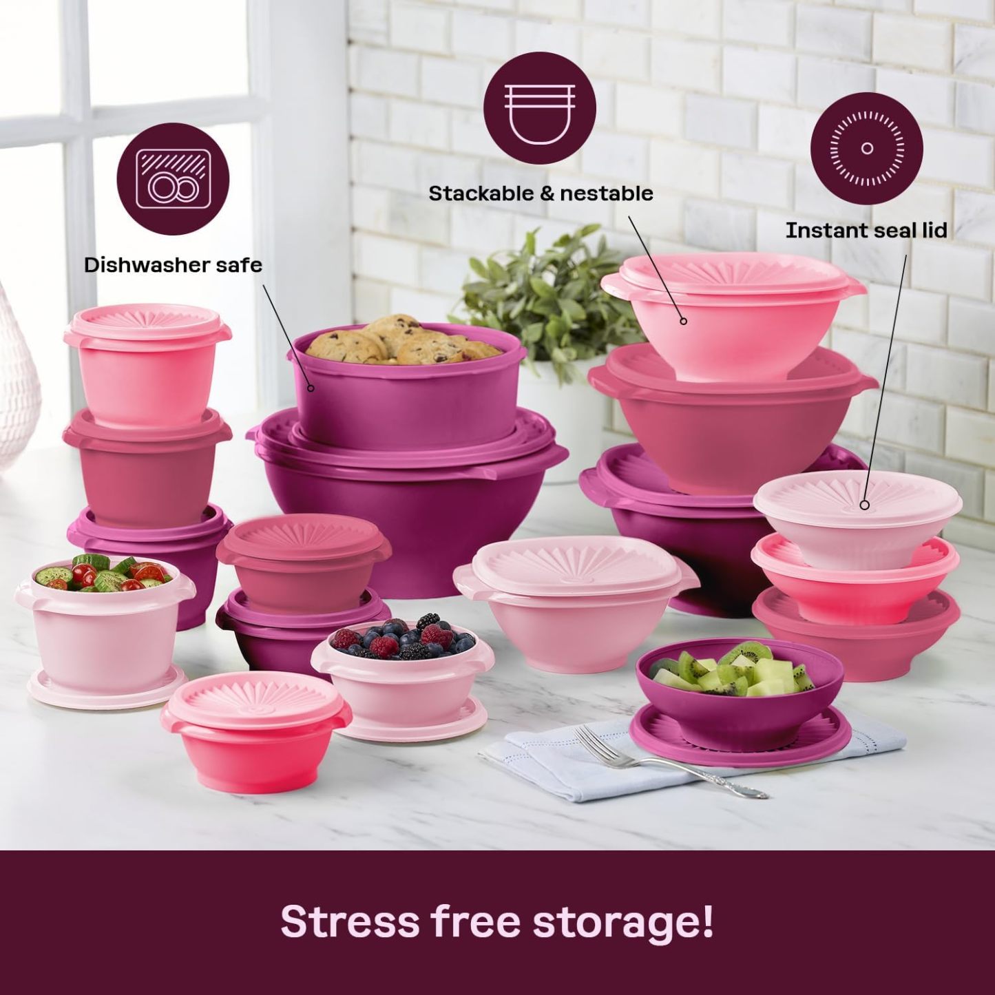Set de 36 Recipientes Heritage Servalier con Tazones y Contenedores para Alimentos