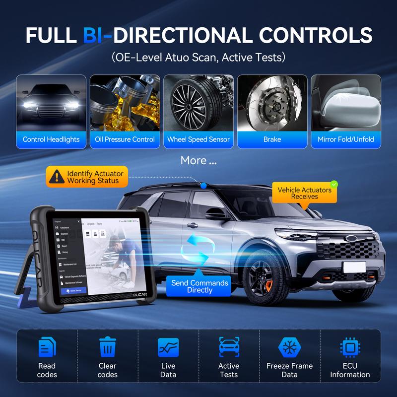 Escáner Automotriz OBD2 Bidireccional con IA, Diagnóstico Completo, Codificación ECU y 35 Servicios