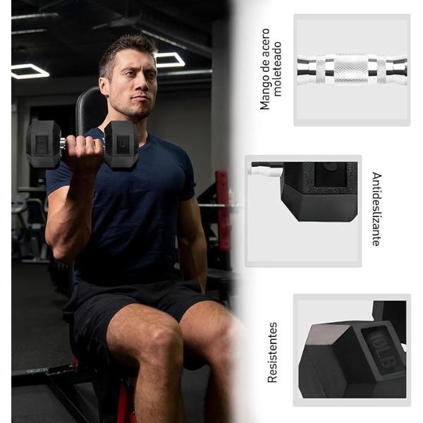Bluelander Par De Mancuernas Hexagonales para Entrenamiento en Casa - Agarre Antideslizante y Base Protectora - Equipo De Gimnasio En Casa - Calidad Premium