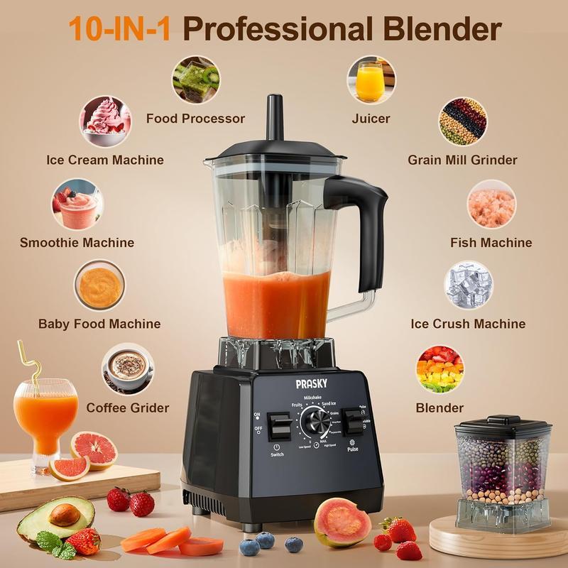 Licuadora profesional 2400W/1000W, 25,000 RPM, vaso de 2L libre de BPA, 2 recipientes para secos y húmedos, ideal para licuados, hielo y procesar alimentos