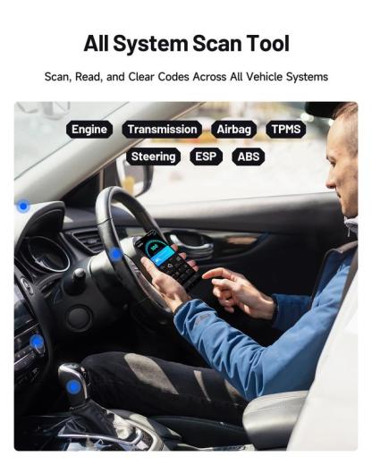 Escáner Automotriz OBD2 Bluetooth, Diagnóstico Completo del Vehículo para iPhone y Android, 6 Funciones de Mantenimiento, Prueba de Emisiones, Lectura y Borrado de Luz Check Engine, 1 Año de Actualizaciones Gratis