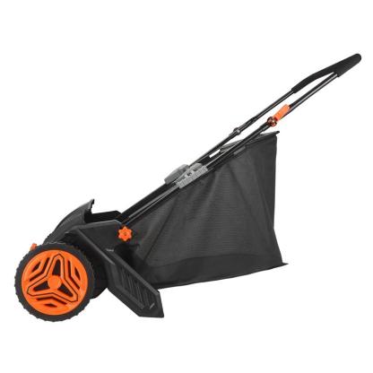 Barredora Manual de Césped de 21 Pulgadas con Recolector de Hojas y Pasto, Bolsa de Malla de 3.5 pies³, 2 Cepillos Giratorios, Ruedas Resistentes y Mango Ajustable