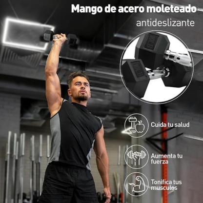 Bluelander Par De Mancuernas Hexagonales para Entrenamiento en Casa - Agarre Antideslizante y Base Protectora - Equipo De Gimnasio En Casa - Calidad Premium