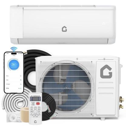 Aire acondicionado mini split Garvee de 24K/23K/18K/17K/12K/11.5K/9K BTU con bomba de calor, 22 SEER2, ultra silencioso, 110/115V/208-230V sin ductos, con WiFi y control por app, enfría y calienta hasta 1500 pies², incluye kit de instalación.
