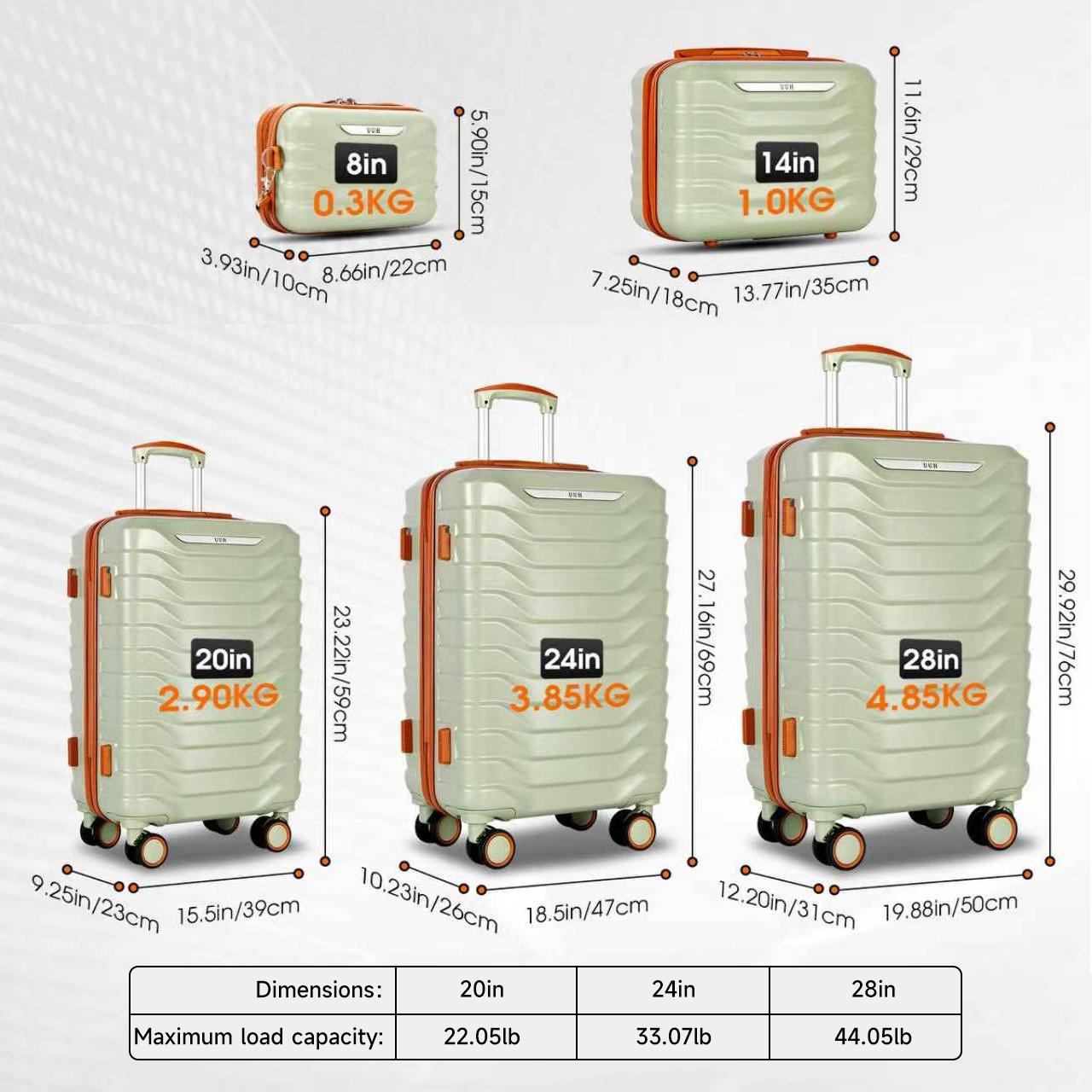 UUH Luggage Sets(3pcs/4pcs/6pcs/7pcs/8pcs) with TSA Locks - Suitcase for Travel, Hardshell Luggage Spinner Wheels Lightweight UUH Luggage Sets(3pcs/4pcs/6pcs/7pcs/8pcs) with TSA Locks - Suitcase for Travel, Hardshell Luggage Spinner Wheels Lightweight