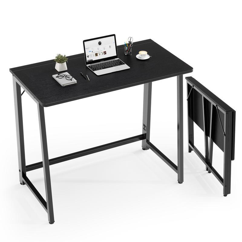Escritorio de Acero y Madera de 31.5x15.75", Plegable y Ajustable, Sin Herramientas, Soporta 198.4 lb, Portátil