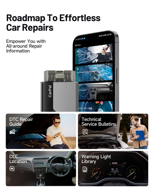 Escáner Automotriz OBD2 Bluetooth, Diagnóstico Completo del Vehículo para iPhone y Android, 6 Funciones de Mantenimiento, Prueba de Emisiones, Lectura y Borrado de Luz Check Engine, 1 Año de Actualizaciones Gratis