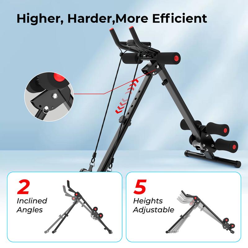 Máquina para Abdominales y Entrenamiento de Core, Estructura de Acero Ajustable, Plegable, Pantalla LCD, Soporta 440 lb