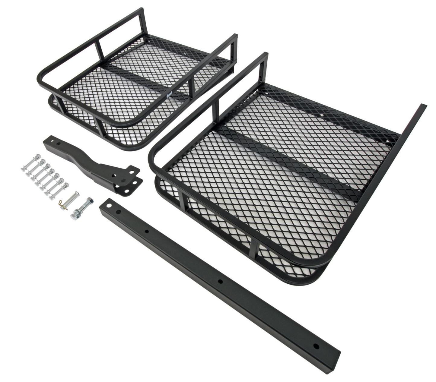 Hitch Mount Cargo Carrier for 2" Receiver, Folding Steel Cargo Basket, 500 lb Capacity, Heavy-Duty Powder-Coated Finish, Mesh Base for SUV, Truck, RV & Trailer
