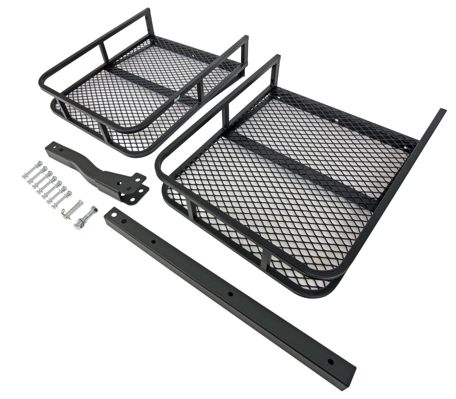 Hitch Mount Cargo Carrier for 2" Receiver, Folding Steel Cargo Basket, 500 lb Capacity, Heavy-Duty Powder-Coated Finish, Mesh Base for SUV, Truck, RV & Trailer