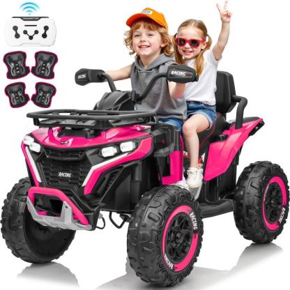 ATV eléctrico infantil 24V 4x4 con 2 asientos XL, motor 800W, llantas EVA, luces LED, control remoto, Bluetooth y música para niños de 3-8 años