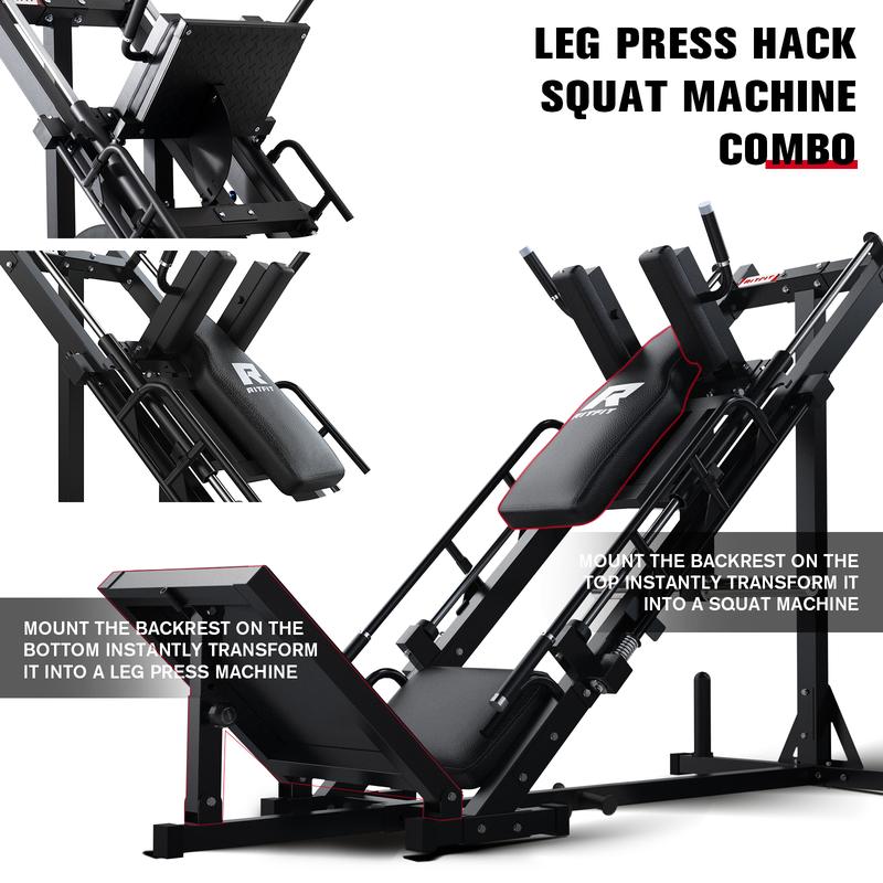 Máquina 3 en 1 de Prensa de Piernas y Hack Squat, Equipo de Fuerza con Ajuste de Cadera para Entrenamiento en Casa