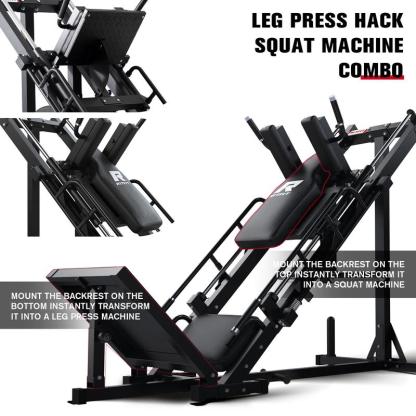 Máquina 3 en 1 de Prensa de Piernas y Hack Squat, Equipo de Fuerza con Ajuste de Cadera para Entrenamiento en Casa
