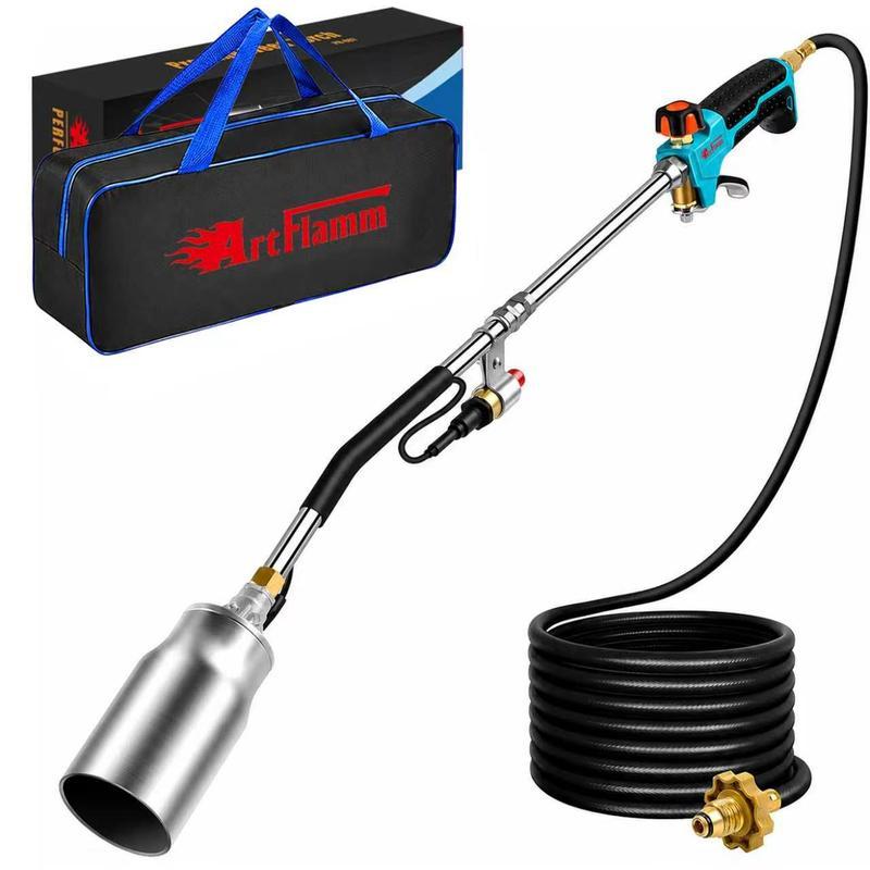 Kit de soplete de propano para eliminar maleza, con manguera de 3 m, encendido automático y bolsa de almacenamiento, ideal para fogatas y techos. No incluye tanque de propano.