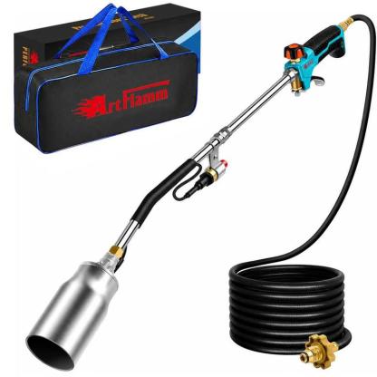 Kit de soplete de propano para eliminar maleza, con manguera de 3 m, encendido automático y bolsa de almacenamiento, ideal para fogatas y techos. No incluye tanque de propano.