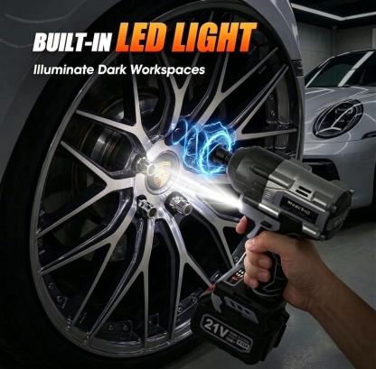 Llave de Impacto Inalámbrica de 1000 N·m, Pistola de Impacto Totalmente Metálica con 2 Baterías de 4.0 Ah, Herramienta Eléctrica 3 en 1 con 5 Dados