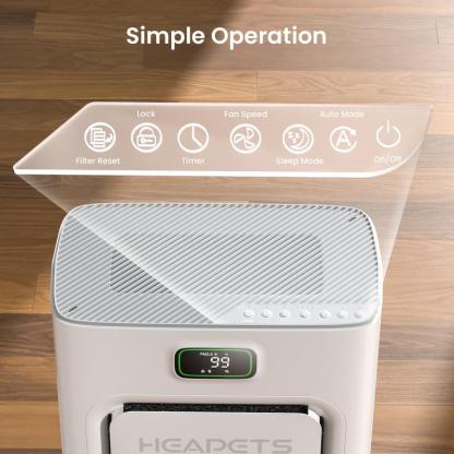 Purificador de Aire para Hogar hasta 2500 pies², Filtro HEPA H13 de Doble Cara, Elimina Pelo de Mascotas, Olores, Alérgenos y PM2.5 con Modo Automático y 5 Velocidades