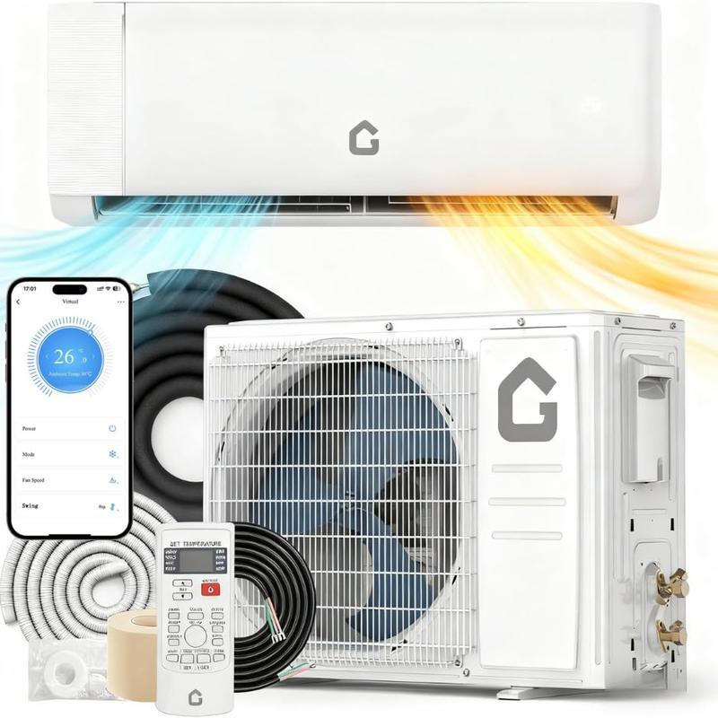 Aire acondicionado mini split Garvee de 24K/23K/18K/17K/12K/11.5K/9K BTU con bomba de calor, 22 SEER2, ultra silencioso, 110/115V/208-230V sin ductos, con WiFi y control por app, enfría y calienta hasta 1500 pies², incluye kit de instalación.