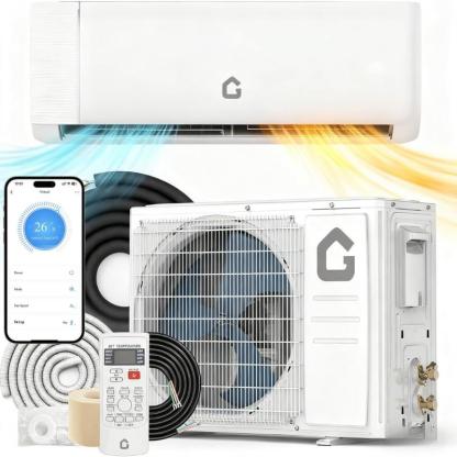 Aire acondicionado mini split Garvee de 24K/23K/18K/17K/12K/11.5K/9K BTU con bomba de calor, 22 SEER2, ultra silencioso, 110/115V/208-230V sin ductos, con WiFi y control por app, enfría y calienta hasta 1500 pies², incluye kit de instalación.